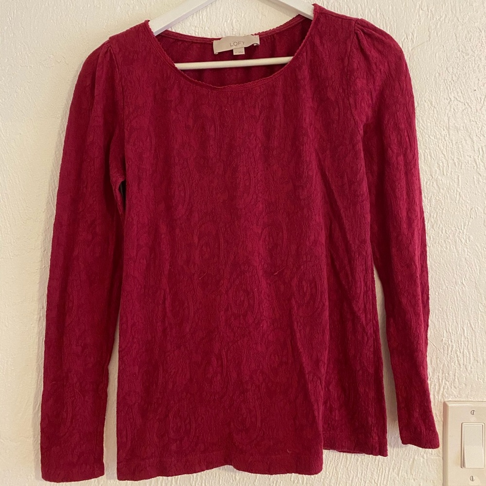 Burgundy Loft long sleeve blouse